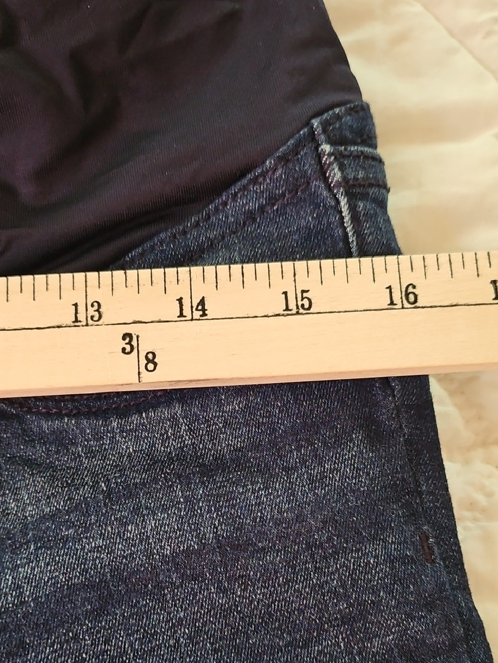 Isabel Maternity Bermuda Shorts- Crossover Panel Dark Wash - Size4 - Picture 3 of 7